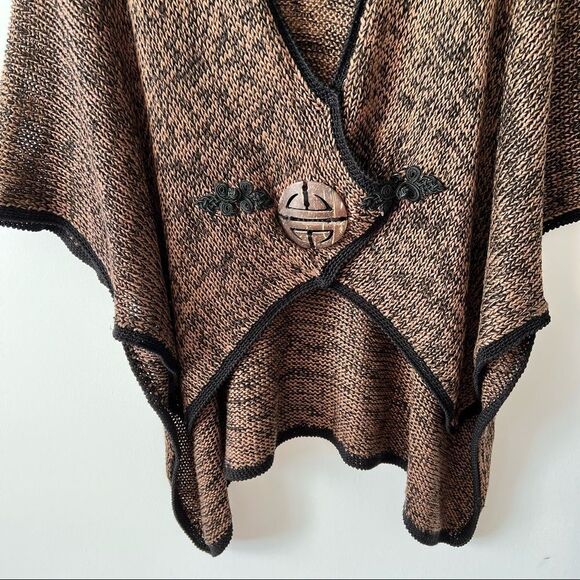 Soft surroundings poncho style cardigan knit art to wear lagenlook brown‎ - Picture 3 of 6